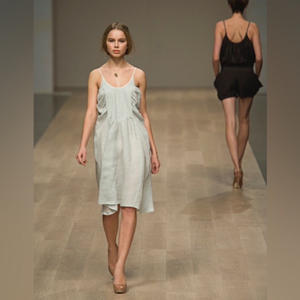 New OR By Angela Chen Linen Boho Lightweight Slip Spaghetti Strap Dress Size S